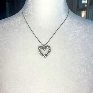 Beautiful Gem Double Heart Short Chain Necklace
